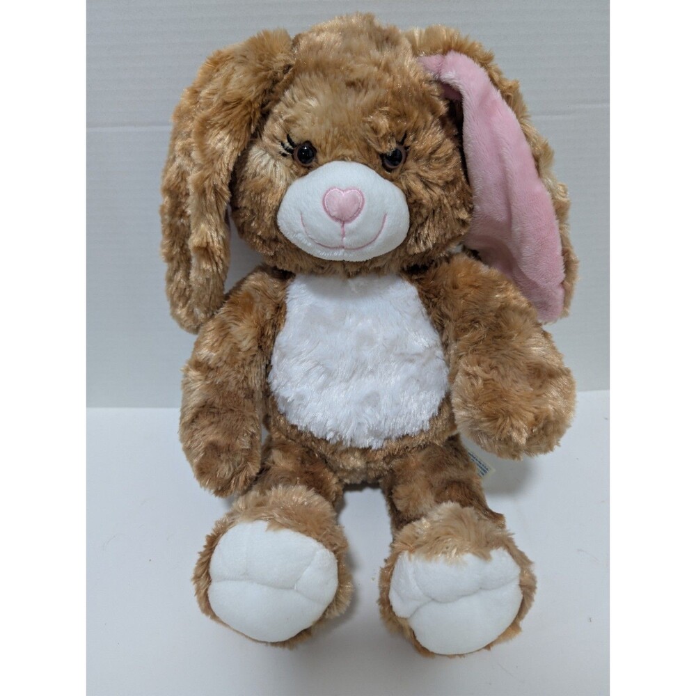Build A Bear Bunny Rabbit Plush Tan Brown and White Heart Nose